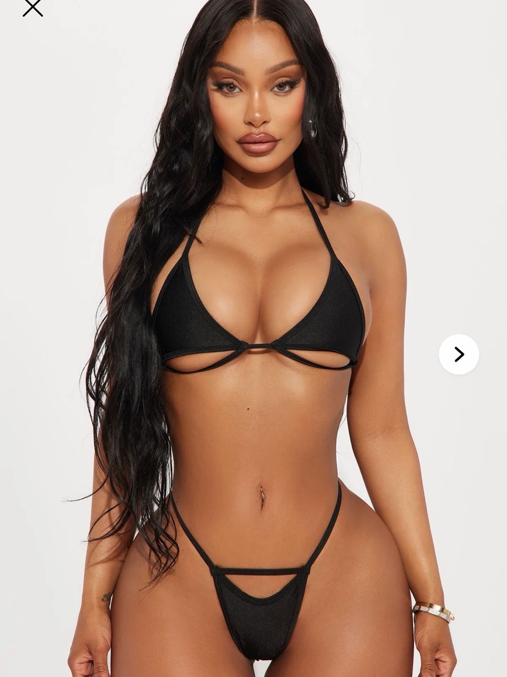 Fashion Nova Black Cutout Micro Triangle Bikini